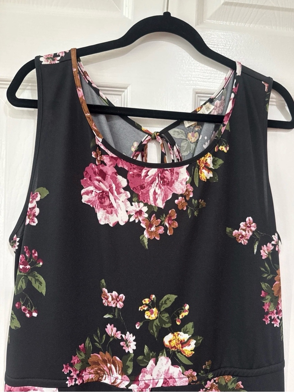 KOH KOH Women's 2X Sleeveless Wide Leg Jumpsuit Floral Black Multi